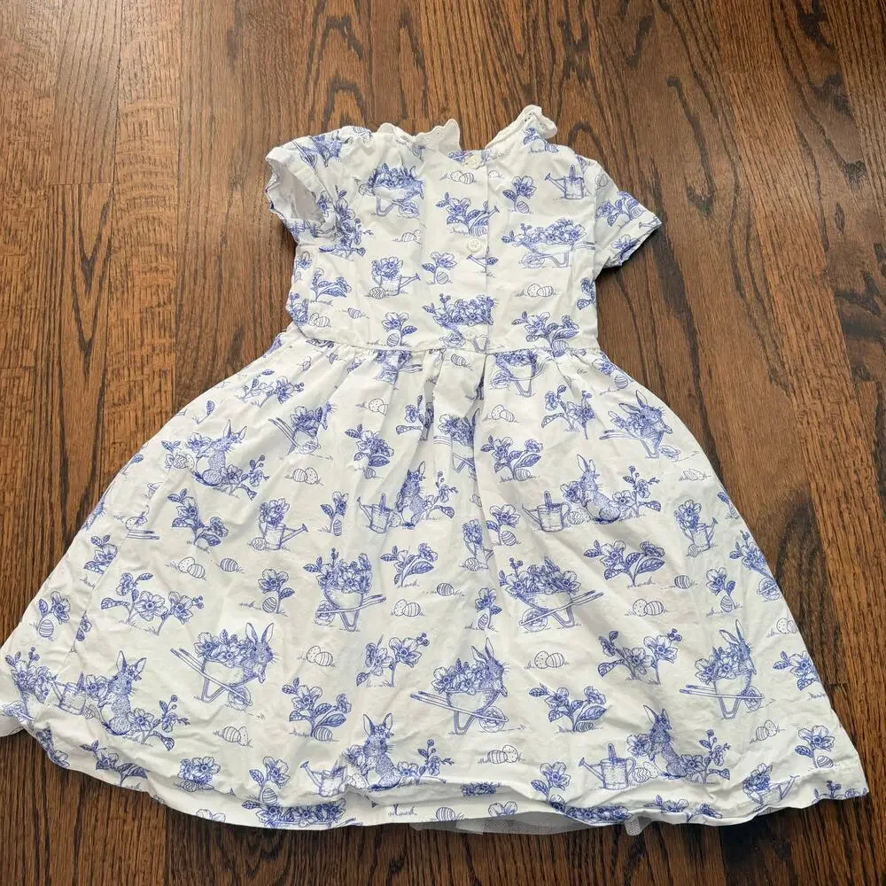 Gymboree Easter Bunny Spring Lined Preppy Fancy Collared Dress - 5T